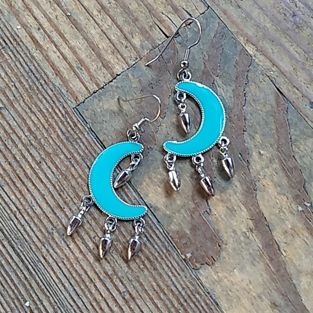 Blue moon chandelier earrings